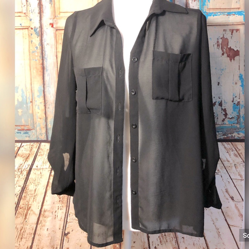 Sans Souci  Black Sheer Shirt
